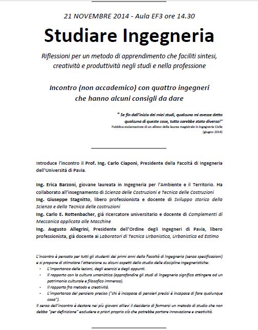 Locandina Studiare Ingegneria